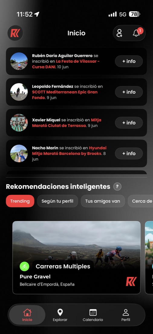 REKO — feed de amigos y rekomendaciones